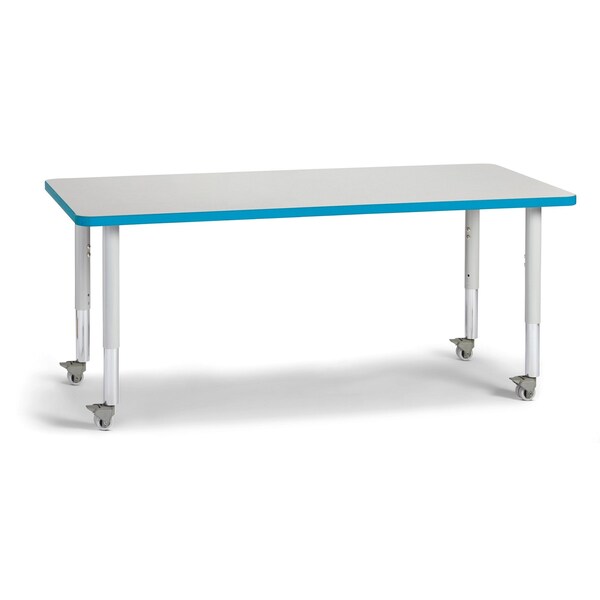 Berries Rectangle Activity Table, 30 in. x 60 in., Mobile, Freckled Gray/Teal/Gray